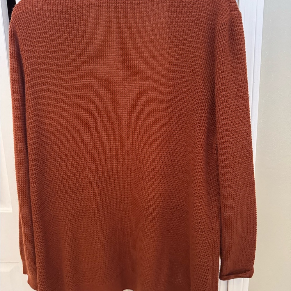 Staccato Rust Color Waffle Knit Open Cardigan With Pockets - Picture 2 of 6